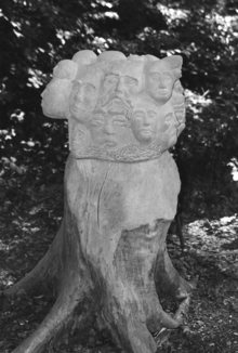 kunst: Köpfe, Sandstein Holz