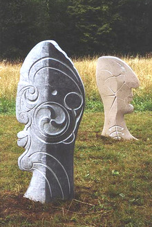 kunst: Maori Köpfe, Kalkstein