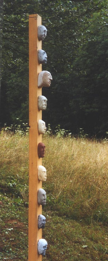 kunst: Kopf Stehle , Holz Diverse Stein Sorten 